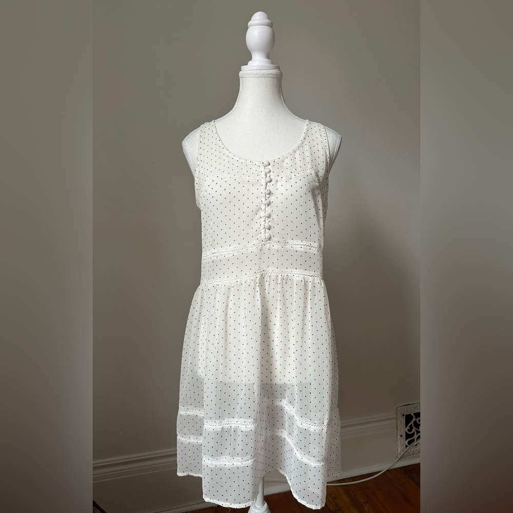 QUICKSILVER Sheer Polka Dot Babydoll Summer Beachy Preppy Dress Size M